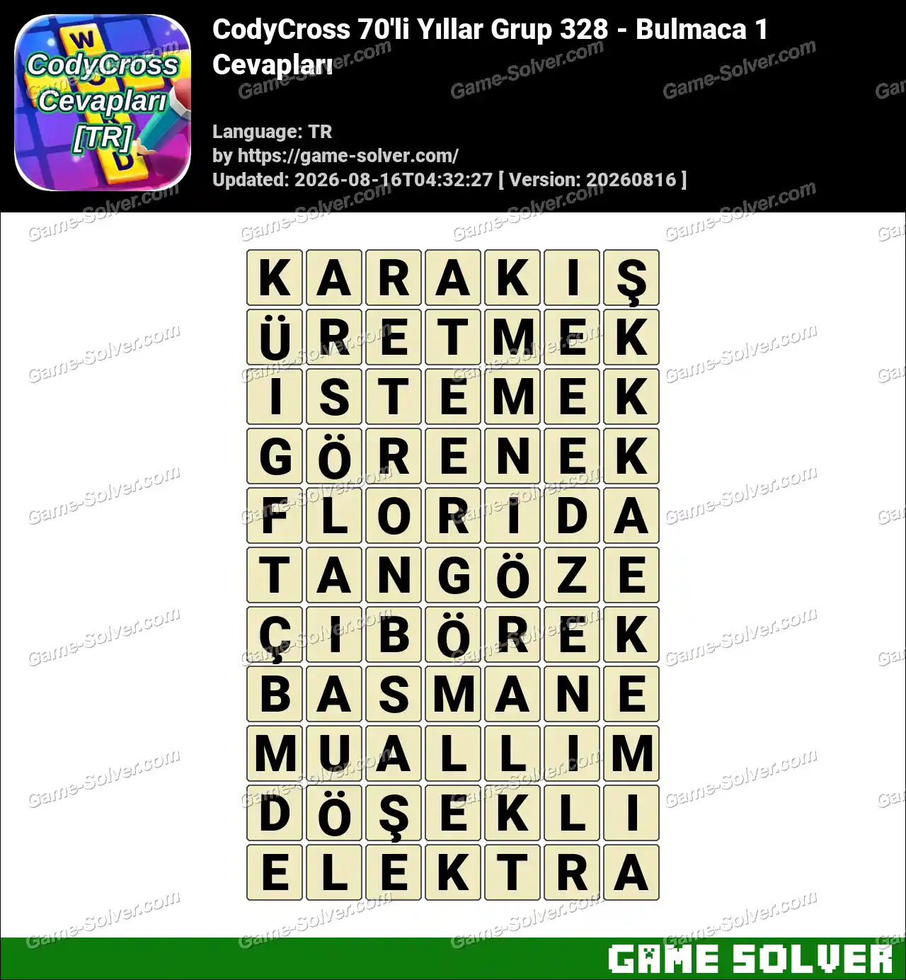 CodyCross 70’li Yıllar Grup 328 – Bulmaca 1 Cevapları